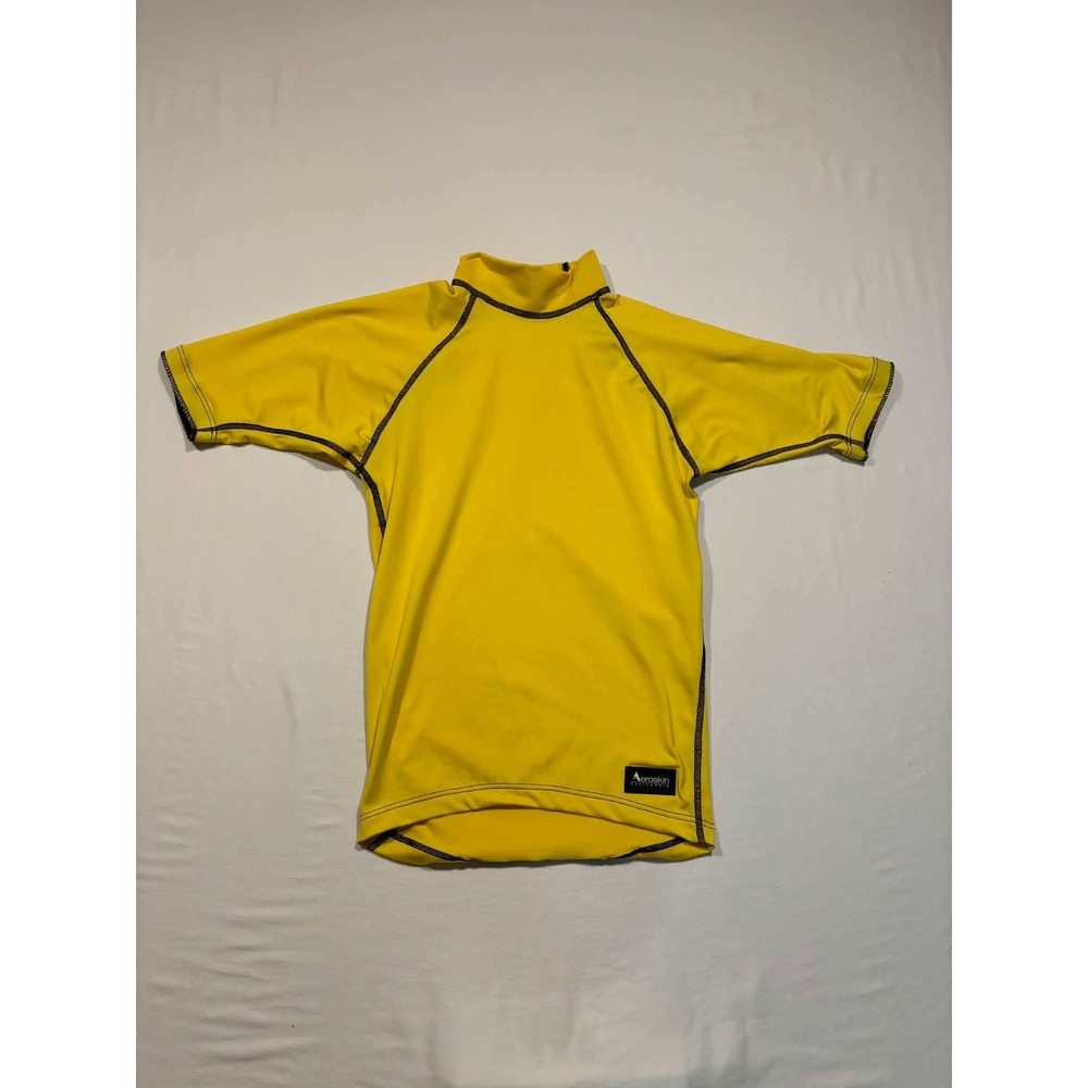 Aeroskin California Rash Guard Mens Medium Yellow‎ Short Sleeve Surf Swim Shirt